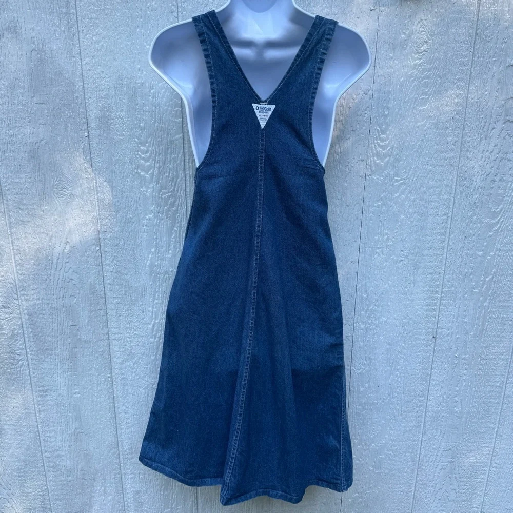 Vintage OshKosh B'Gosh Denim Blue Overall Dress Size 5 Vestbak USA Made